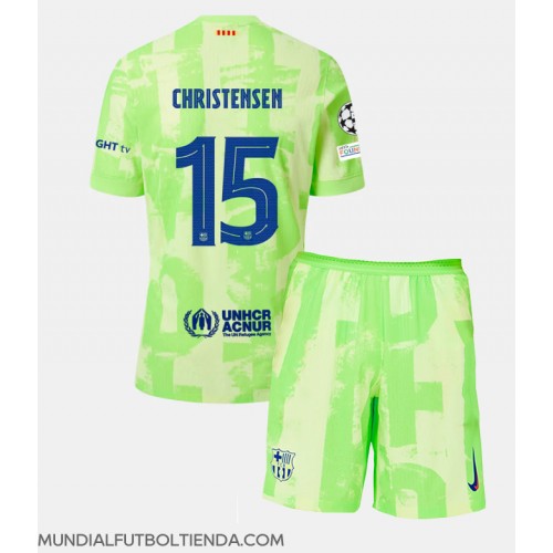 Camiseta Barcelona Andreas Christensen #15 Tercera Equipación Replica 2024-25 para niños mangas cortas (+ Pantalones cortos)